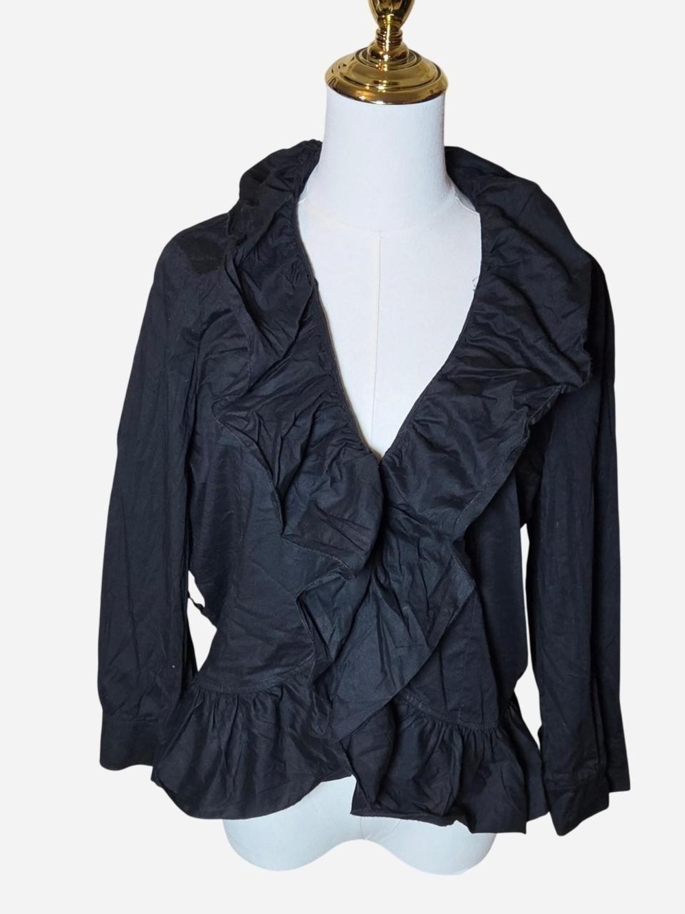 Drama Gold y2k black gothic steampunk ruffled top in a sz L whimsigoth